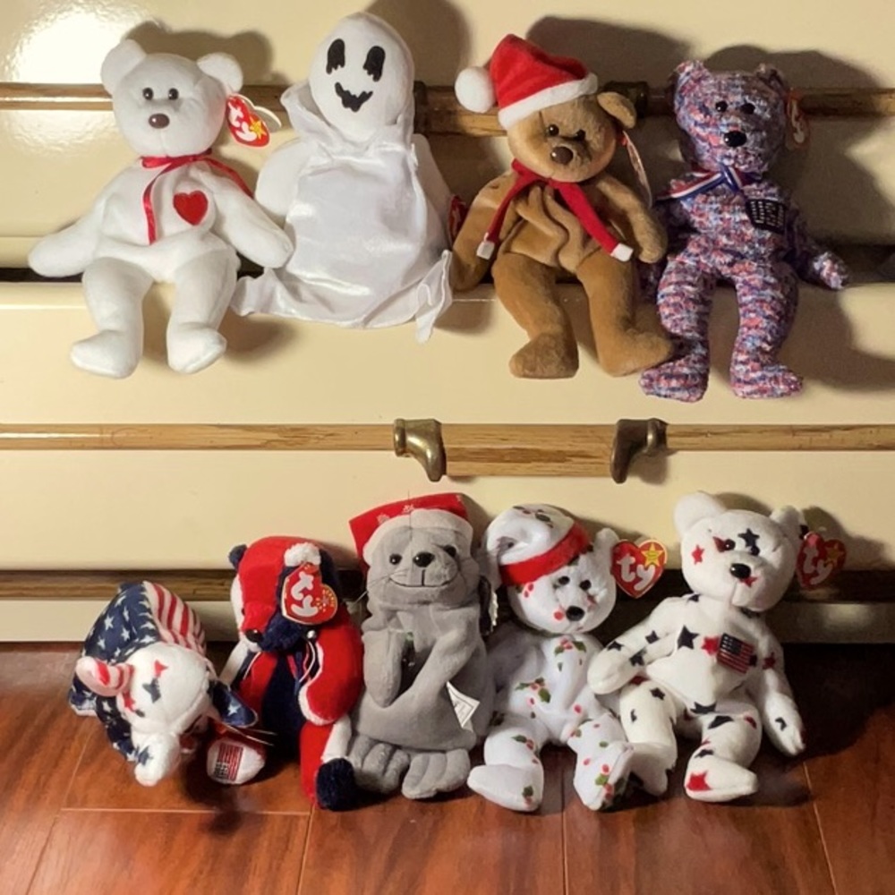 9 peace old fashion beanie baby lot holiday theme